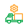 Icono de un camión con un engranaje.