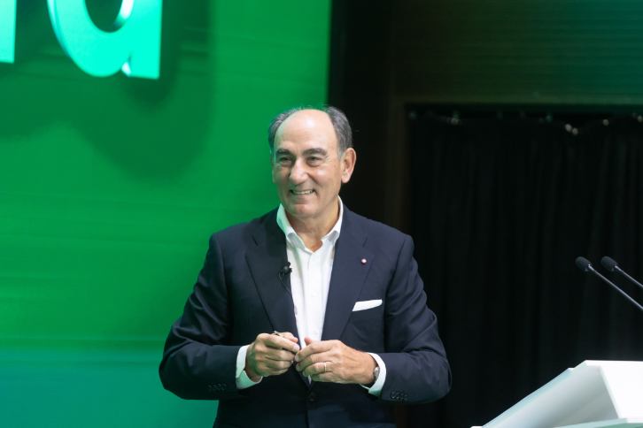 El presidente de Iberdrola, Ignacio Galán, durante el encuentro celebrado en el Campus Iberdrola.